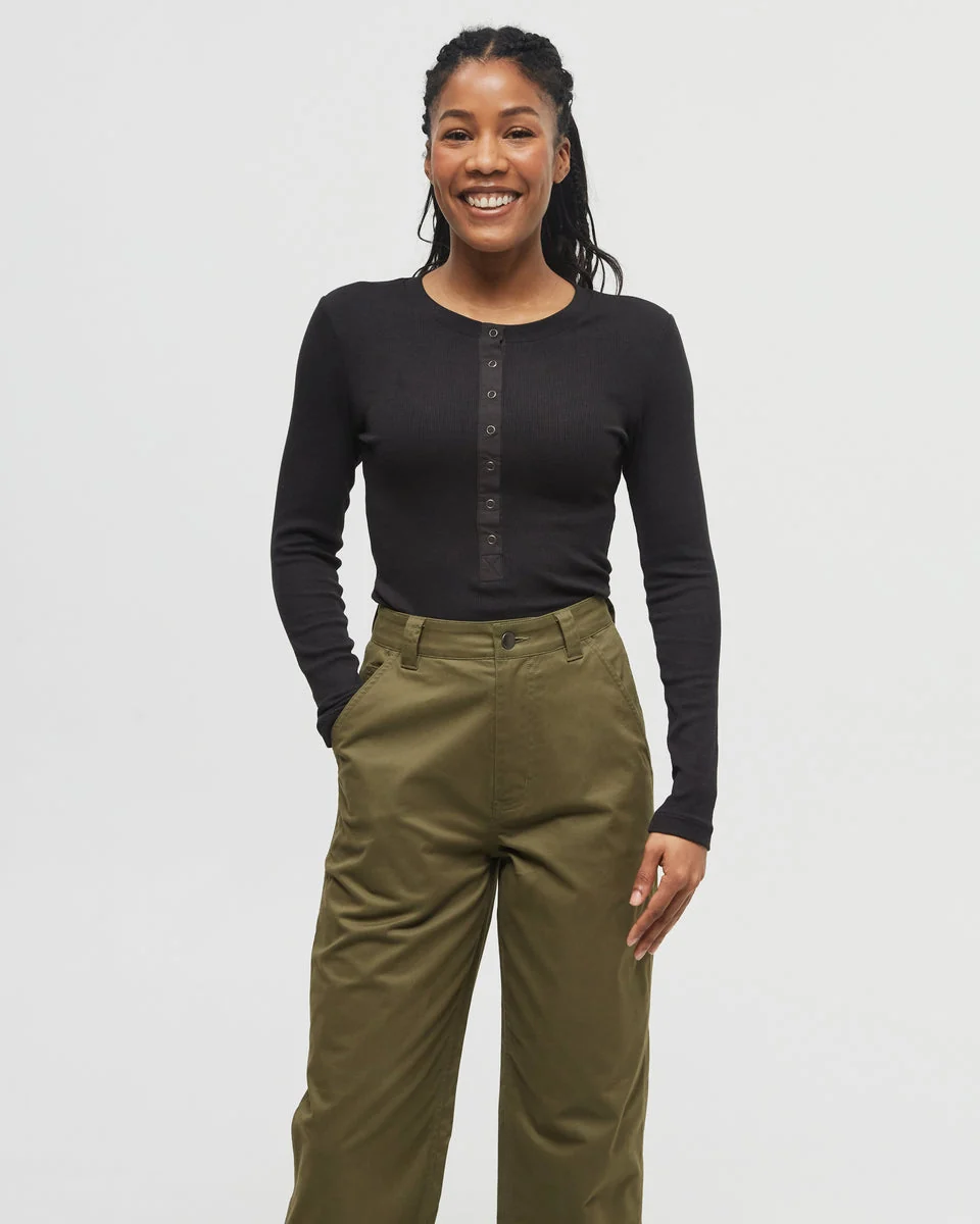 Rib Snap Placket Henley